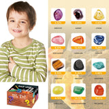Gemstone Dig Kit Gem Mining Tool Open and Discover 12 Unique Stones Christmas Holiday Birthday Educational Toys Gifts for Kids