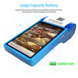 Handheld POS Receipt Printer Android 7.0 PDA Terminal 1D/2D/QR Barcode Scanner 3G WiFi BT Communication with 5 Inch Touchscreen