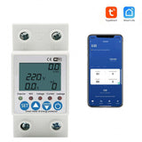 Tuya APP WiFi Smart 63A Circuit Earth Leakage Over Under Voltage Protector 2P Relay Device Switch Breaker Energy Power kWh Meter