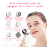 6 in 1 Ultrasonic Electric Facial Cleaning Brush Face Massager Exfoliating Face Skin Care Makeup Remover Brush Tools Waterproof
