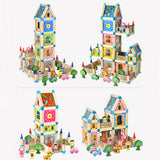 128/268pcs DIY Doll House Hand-Assembled Happy Family Building Blocks Sets DIY Educational Toys For Kids Girls Gift