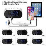 Alarm Clock Radio, FM with Sleep Timer, Dual USB Port Charging, Digital Display,with Dimming,Adjustable Volume (White)