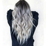 Wig female mid-length curly hair COS gray gradient color wig mechanism chemical fiber headgear