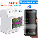 AT4PB Din Rail AC Monitor 110V 220V 100A Voltage Current Power Factor KWH Electric Energy Frequency Meter Bluetooth