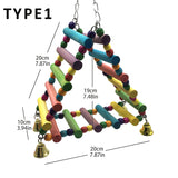 Parrots Toys Bird Swing Exercise Climbing Hanging Ladder Bridge Wooden Rainbow Pet Parrot Macaw Hammock Bird Toy With Bells