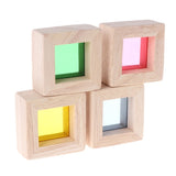 Rainbow Acrylic Wooden Building Blocks Baby Educational Toy Kids Toy