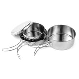 Outdoor Stainless-Steel Camping Cookware Set Camping Bowl Outdoor Bowl Pot Set Hiking Backpacking Cooking Picnic
