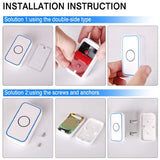 Wireless Doorbell,Waterproof Doorbell Chime Operating With 60 Melodies,5 Volume Levels &amp; LED Flash,2 Receiver US Plug