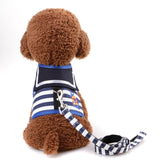 CN Adjustable Dog Collar Harness Leash Creative Navy Suit Style Chest Strap Secure Traction Rope for Small Medium Dogs Cats