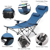 2in 1 Folding Picnics Camping Chair Portable Adjustable Reclining Lounge Chair Fishing Chair with Removable Footrest Beach Chair