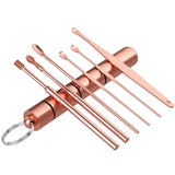 6 Pcs/Set Stainless Steel Spiral Ear Pick Spoon Ear Wax Removal Cleaner Multifunction Portable Ear Pick Ear Care Beauty Tools