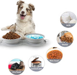 Collapsible Pet Bowl Portable Slow Feeder Dog Bowl Foldable Silicone Cat Food Water Bowl Double Mat Outdoor Travel Pet Supplies