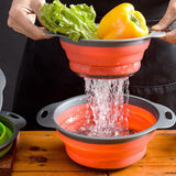 1PC Big Silicone Folding Colander Bowl Folding fruit basket Strainer Outdoor Camping Tableware Draining Bowl Portable Cookware