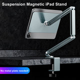 Suspension Magnetic iPad Stand Long Arm Adjustable Tablet Holder For iPad Pro 12.9 / 11 Inch Aluminum Desk Clamping iPad Stand
