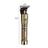 Professional Men T-blade Outliner Electric Hair Clipper Skull Embossed Metal Hair Trimmer USB Rechargeable Hair Cutter Machine