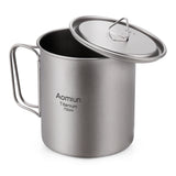 Aomiun Ultralight Titanium Cup Camping Water Mug Outdoor Portable Camping Picnic Water Cup Mug with Foldable Handle