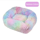Pet Beds Long Plush Dog Bed Square Solid Color Puppy Beds Mat for Little Medium Large Pets Supplies Winter Warm Bed Cat Cushions