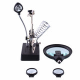 MG16129-C Welding magnifying glass 5 LED Auxiliary Clip Magnifier 3 In1 Hand Soldering Solder Iron Stand Holder Station