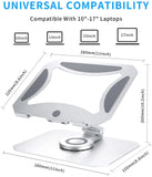 Swivel Laptop Stand Desk Riser 360 Rotation Multi-Angle/Height Adjustable Aluminum Computer Stand for MacBook Pro Air, Dell, HP