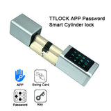 TTlock TThotel Blue Tooth IP65 Waterproof Smart Electronic Ble Euro Cylinder with APP Unlock Touch Screen Lock  Airbnb