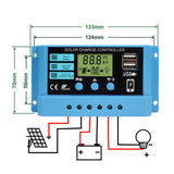 10A 20A 30A MPPT Solar Charger Controller 12V 24V Panel Charger Regulator Lifepo4 Lithium Battery Blue 500W