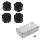 1 Pcs Diecast Aluminium Electronics Project Box &amp; 4 Pcs Electric Guitar Top Hat Knobs Speed Volume Tone Control Knobs