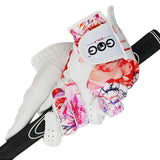 Pack 1 Pair Golf Gloves Women Left and Right Hand Genuine Leather  Lycra  Non-Slip Colorful Fabric Breathable Soft Sports Gloves