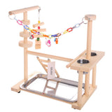 Parrot Playstand Bird Play Stand Cockatiel Playground Wood Perch Gym Playpen Ladder with Feeder Cups Toys (Include a Tray)