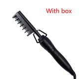 Hair Straightener Hot Heating Comb Smooth Iron Straightening Brush Corrugation Curling Iron Hair Curler Comb Multi-Function Use
