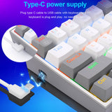 K617 Rainbow USB Mini Mechanical Gaming Keyboard Blue Switch 61 Keys Wired detachable cable,portable for travel