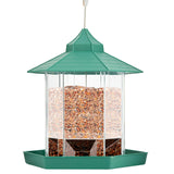 20x20x22cm Large capacity Bird Feeder Transparent shell Plastic Hanging Bird Feeder with Roof for Outdoor Garden Patio Backyard