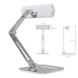 Foldable Tablet Stand Long Arm Multi Angle Adjustable Tablet Support Desktop Aluminum Cell Phone Holder for iPad iPhone 4-13inch