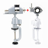 New 2-In-1 360 Degree Rotating Table Vise Multifunctional Aluminium Alloy Swivel Bench Clamp Electric Drill Stand Rotating Tool