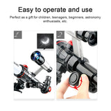 Telescope High Clear Astronomical Refracting Science Teaching Toy with 20X 30X 40X Magnification Eyepieces Tripod for Children