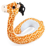 2 In 1 Travel Cartoon Animal Plush U-Shaped Neck Pillow with Mobile Phone Holder Q1QD