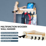 Multifunction Guitar Hanger DIY Kit Wooden Wall Mounted Hanger Shelf with 4 Hooks Pick Holder Screw Fixed for Acoustic Guitar