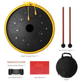 15 inch 14-Tone Steel Tongue Drum Mini Hand Pan Drums Steel Material with Drumsticks Percussion/Musical Note Sticker/Bag