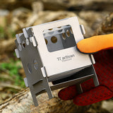 Portable Foldable Titanium Wood Burning Stove Pocket Stove Outdoor Camping Cooking Picnic Backpacking Stove for Outdoor Hiking