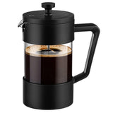 French Press Coffee Tea Maker Thickened Borosilicate Glass Coffee Press Rust-Free Dishwasher Safe Black Coffee Maker Portable
