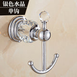 Modern Clear Crystal Bathroom Accessories Sets Silver Polished Chrome Bathroom Products Solid Brass Bathroom Hardware Sets jk6