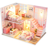 Assemble DIY Wooden House Dollhouse kit Wooden Miniature Doll Houses Miniature Dollhouse toys With Furniture LED Lights Gift