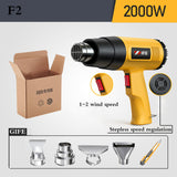 2500W 220V European Union LCD Digital Display Electric Heat Gun Hair Dryer Heat Gun Welding Shrink Packaging Heat Tool