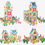 128/268pcs DIY Doll House Hand-Assembled Happy Family Building Blocks Sets DIY Educational Toys For Kids Girls Gift