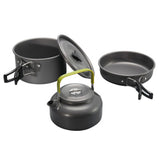 3pcs/set Of Outdoor Cookware Ultra Light Aluminum Alloy Camping Cookware Tableware Outdoor Teapot Picnic Tableware