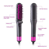Multifunctional Foldable Hair Straightening Comb Brush Portable Mini Electric Ceramic Anion Hair Comb Curler Straightener