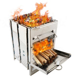 Ultralight Wood Stove Stainless Steel Foldable Mini Charcoal Grill Lightweight Barbecue Grill for Camping Garden Outdoor Picnic