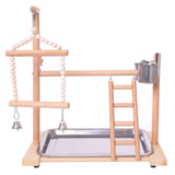 Wooden Bird Perch Stand Parrot Platform Playground Bird Playground Stand Gym Playstand Ladder Interactive Toys With Feeder Cups