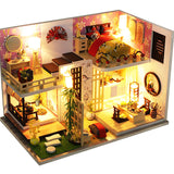 CUTEBEE DIY Doll House Wooden Doll Houses Miniature Dollhouse Furniture Kit with LED Toys for Children Christmas Gift  L023