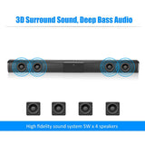 Wired and Wireless TV Soundbar 20W, Bluetooth Sound Bar TV Speaker, Subwoofer for TV, PC, Smartphone, Tablet, Remote Control