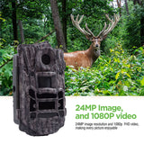 110° Wide Angle Hunting Camera 24MP 1080p HD Video 100ft. Range Detection Trail Camera  2.0" LCD Display Waterproof Game Camera